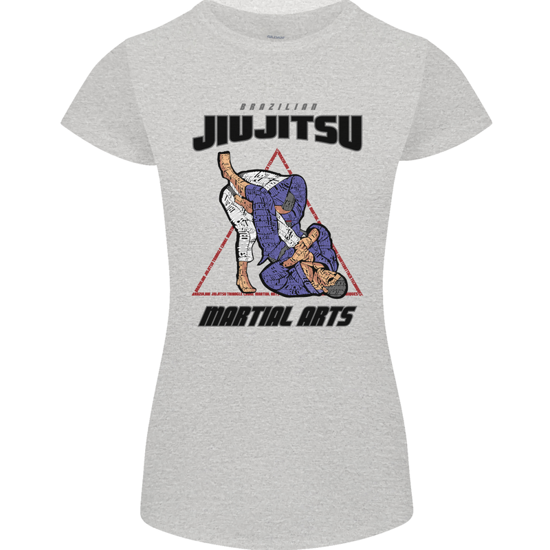 Jiu jitsu Word Cloud MMA Mixed Martial Arts Womens Petite Cut T-Shirt Sports Grey