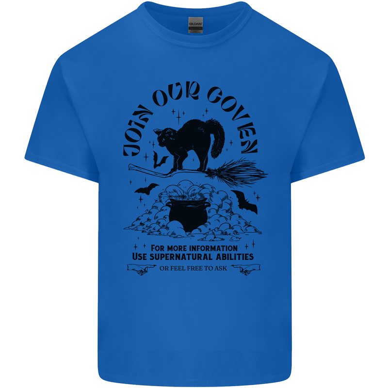 Join Our Coven Funny Halloween Cat Kids T-Shirt Childrens Royal Blue