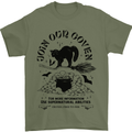 Join Our Coven Funny Halloween Cat Mens T-Shirt Cotton Gildan Military Green