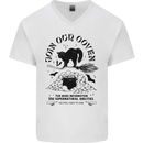 Join Our Coven Funny Halloween Cat Mens V-Neck Cotton T-Shirt White