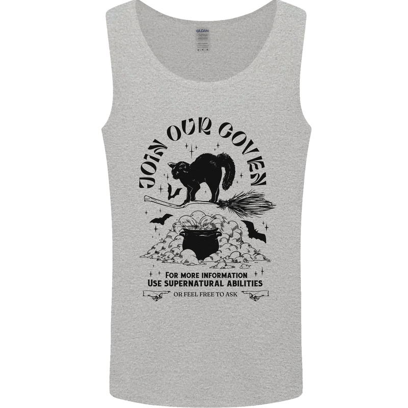 Join Our Coven Funny Halloween Cat Mens Vest Tank Top Sports Grey
