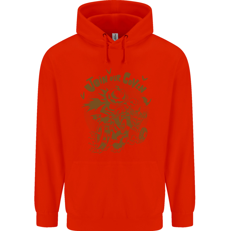 Join Our Coven Funny Halloween Pumpkin Childrens Kids Hoodie Bright Red
