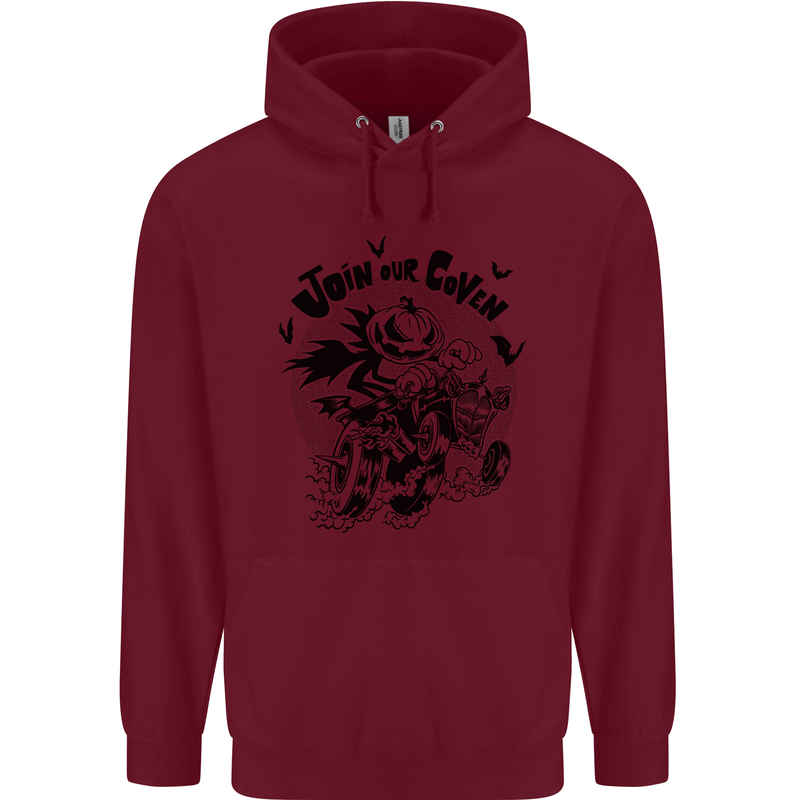 Join Our Coven Funny Halloween Pumpkin Childrens Kids Hoodie Maroon