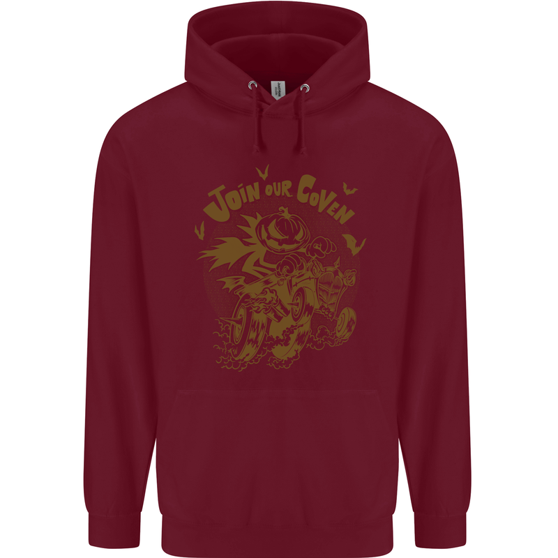 Join Our Coven Funny Halloween Pumpkin Childrens Kids Hoodie Maroon