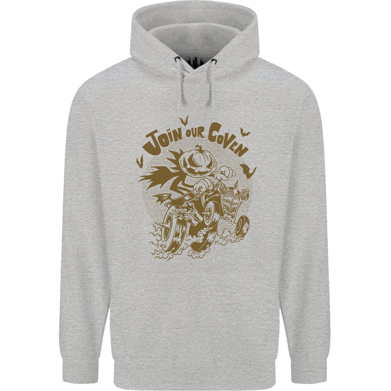 Join Our Coven Funny Halloween Pumpkin Childrens Kids Hoodie Sports Grey
