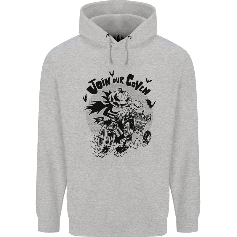 Join Our Coven Funny Halloween Pumpkin Childrens Kids Hoodie Sports Grey
