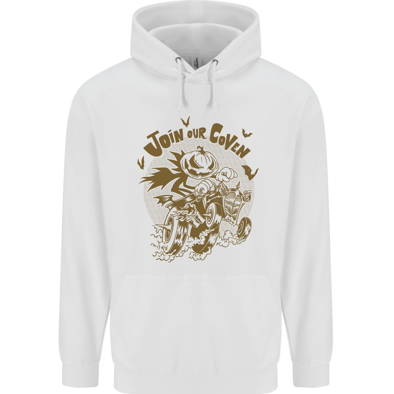 Join Our Coven Funny Halloween Pumpkin Childrens Kids Hoodie White