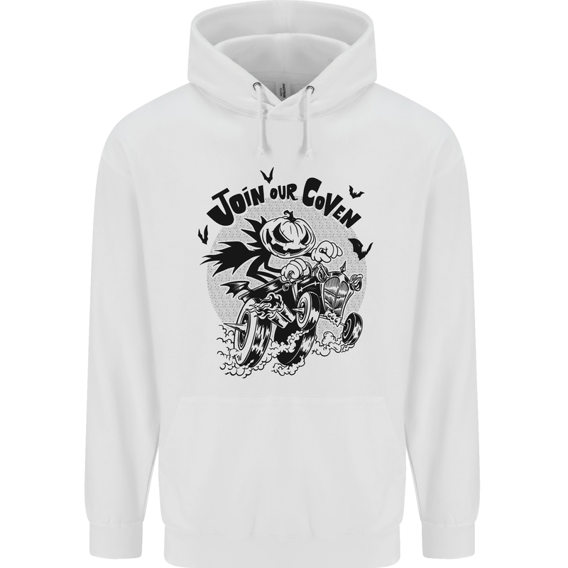 Join Our Coven Funny Halloween Pumpkin Childrens Kids Hoodie White