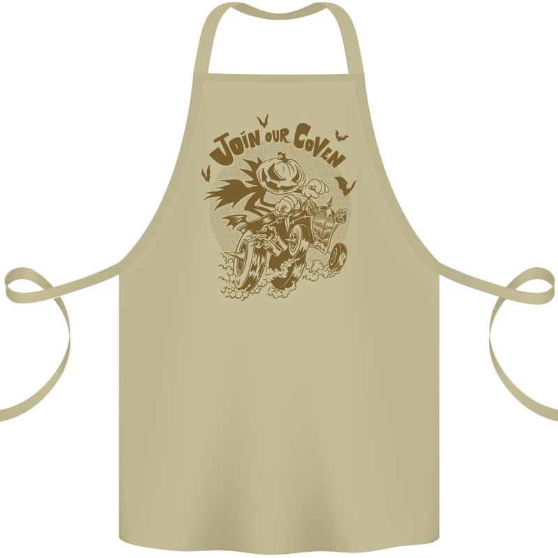 Join Our Coven Funny Halloween Pumpkin Cotton Apron 100% Organic Khaki