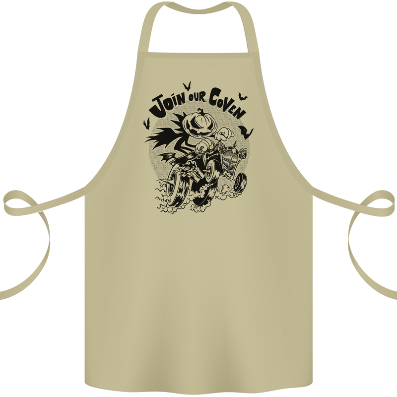 Join Our Coven Funny Halloween Pumpkin Cotton Apron 100% Organic Khaki