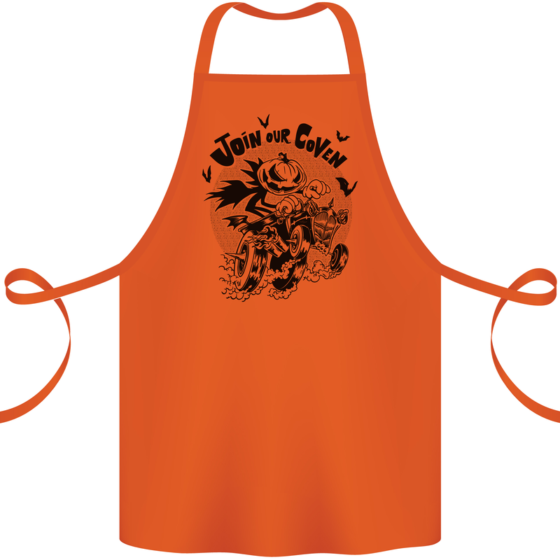 Join Our Coven Funny Halloween Pumpkin Cotton Apron 100% Organic Orange