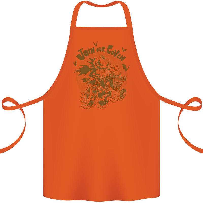 Join Our Coven Funny Halloween Pumpkin Cotton Apron 100% Organic Orange
