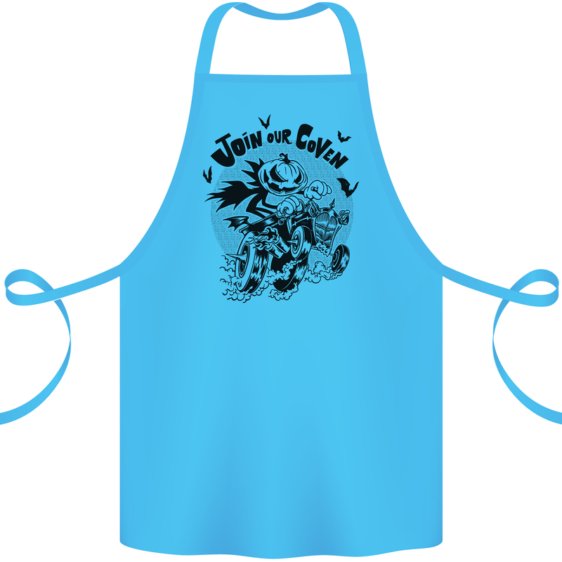 Join Our Coven Funny Halloween Pumpkin Cotton Apron 100% Organic Turquoise