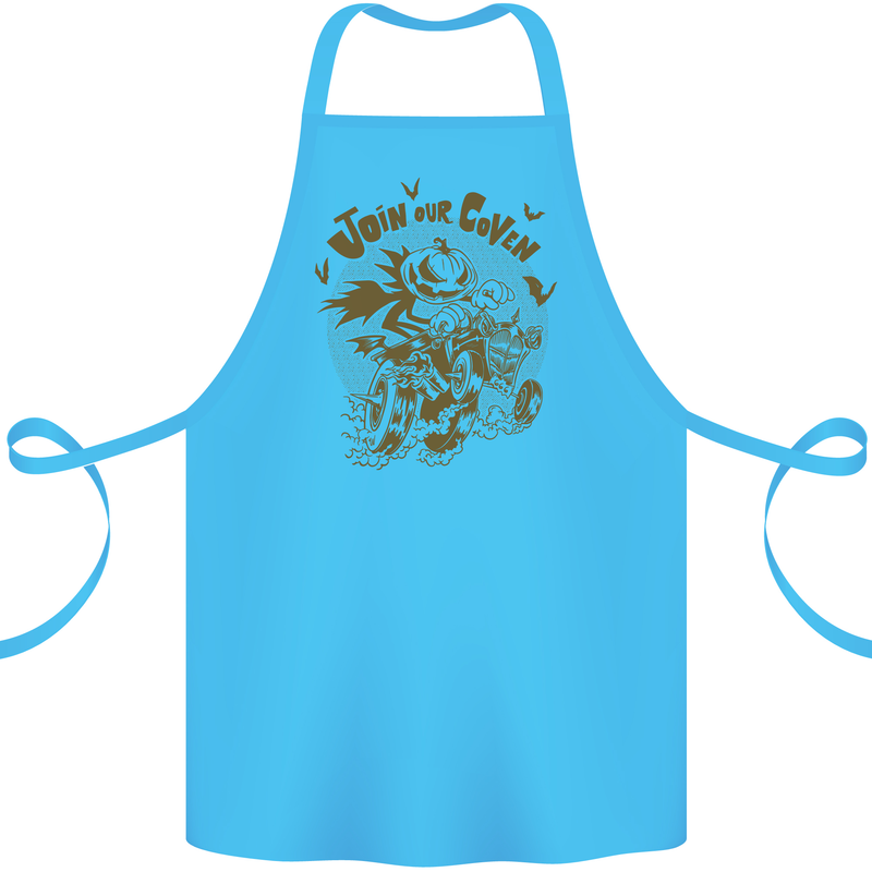 Join Our Coven Funny Halloween Pumpkin Cotton Apron 100% Organic Turquoise