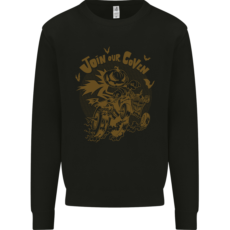 Join Our Coven Funny Halloween Pumpkin Kids Sweatshirt Jumper Black