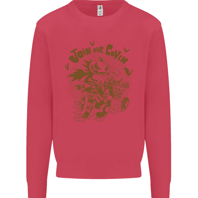 Join Our Coven Funny Halloween Pumpkin Kids Sweatshirt Jumper Heliconia