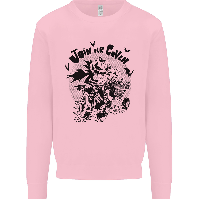 Join Our Coven Funny Halloween Pumpkin Kids Sweatshirt Jumper Light Pink
