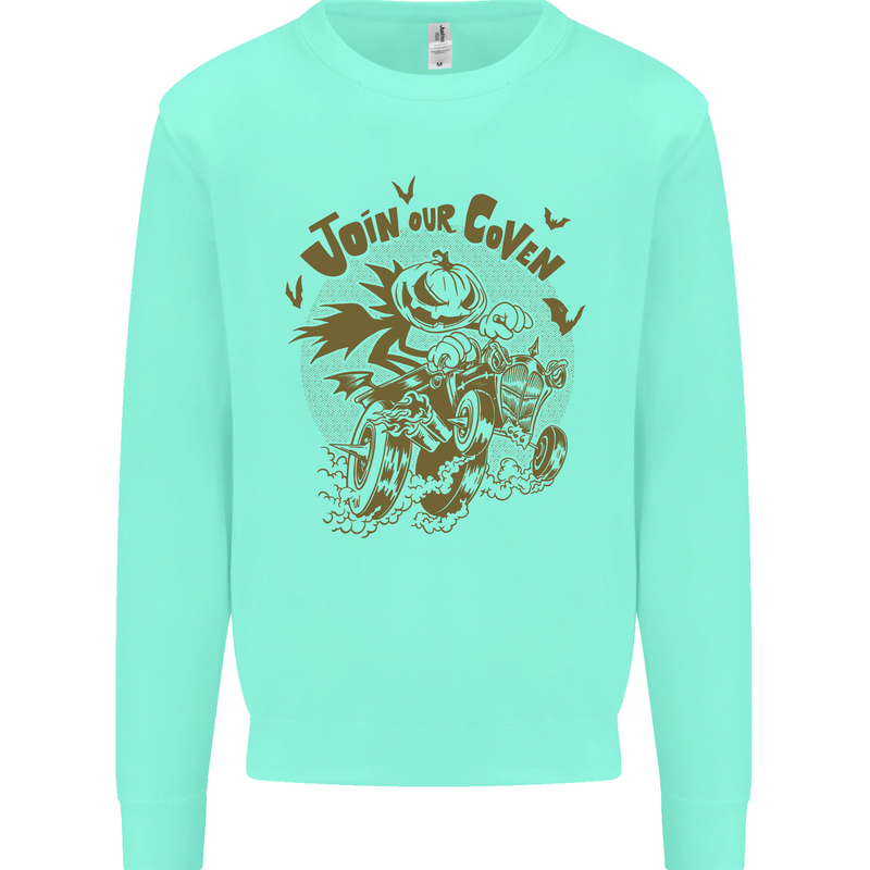 Join Our Coven Funny Halloween Pumpkin Kids Sweatshirt Jumper Peppermint