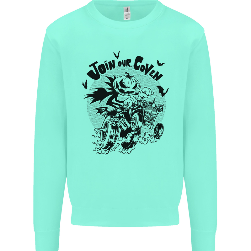 Join Our Coven Funny Halloween Pumpkin Kids Sweatshirt Jumper Peppermint