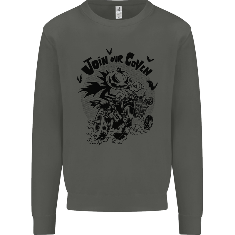 Join Our Coven Funny Halloween Pumpkin Kids Sweatshirt Jumper Storm Grey