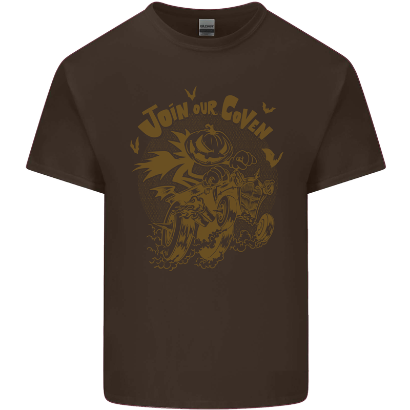 Join Our Coven Funny Halloween Pumpkin Kids T-Shirt Childrens Chocolate