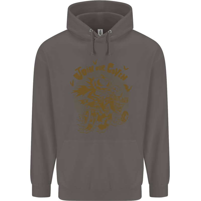 Join Our Coven Funny Halloween Pumpkin Mens 80% Cotton Hoodie Charcoal