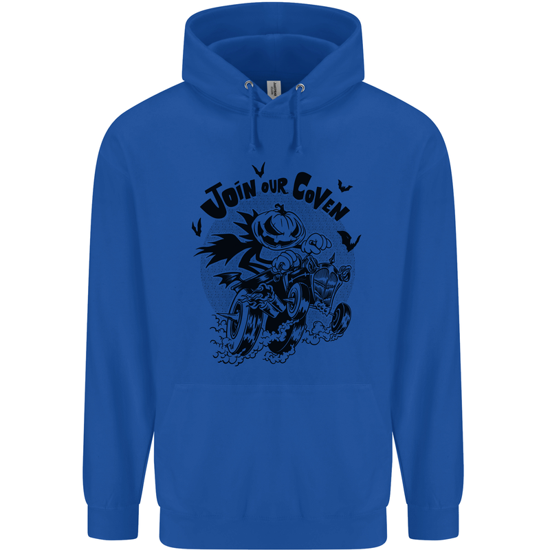 Join Our Coven Funny Halloween Pumpkin Mens 80% Cotton Hoodie Royal Blue