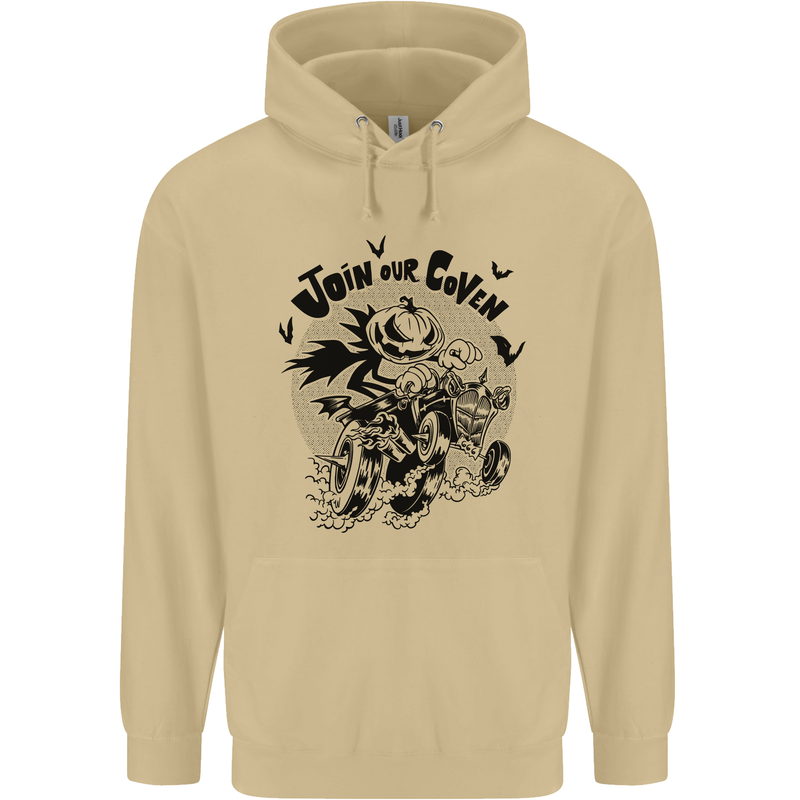 Join Our Coven Funny Halloween Pumpkin Mens 80% Cotton Hoodie Sand
