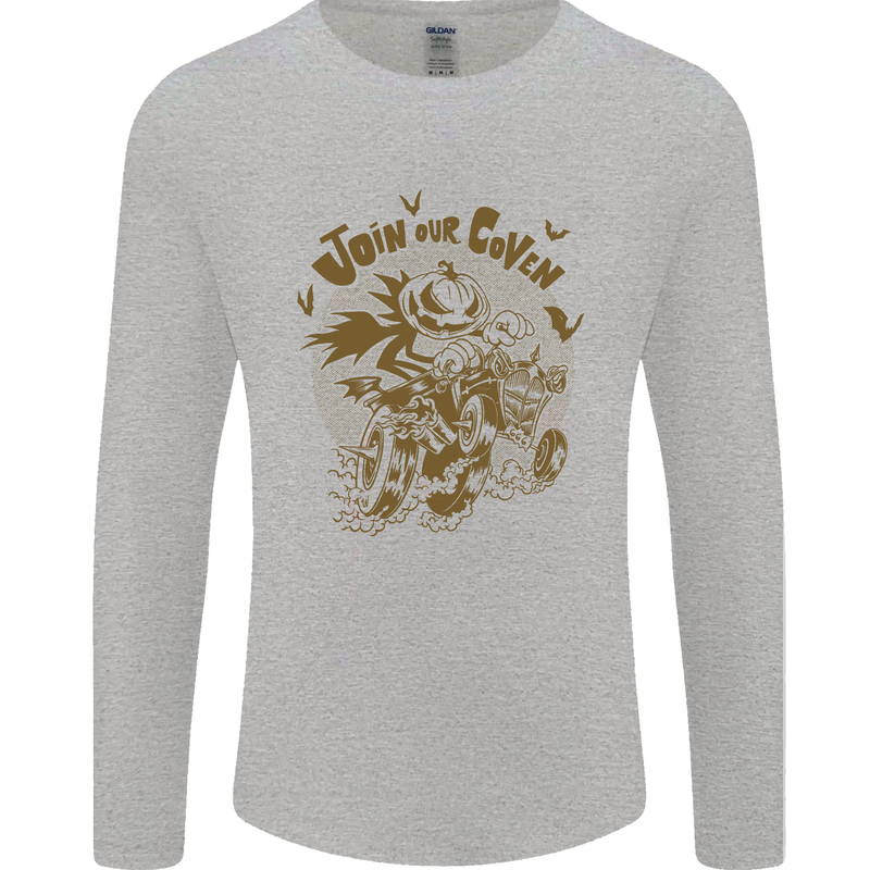 Join Our Coven Funny Halloween Pumpkin Mens Long Sleeve T-Shirt Sports Grey