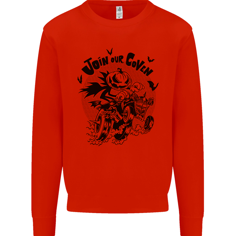 Join Our Coven Funny Halloween Pumpkin Mens Sweatshirt Jumper Bright Red