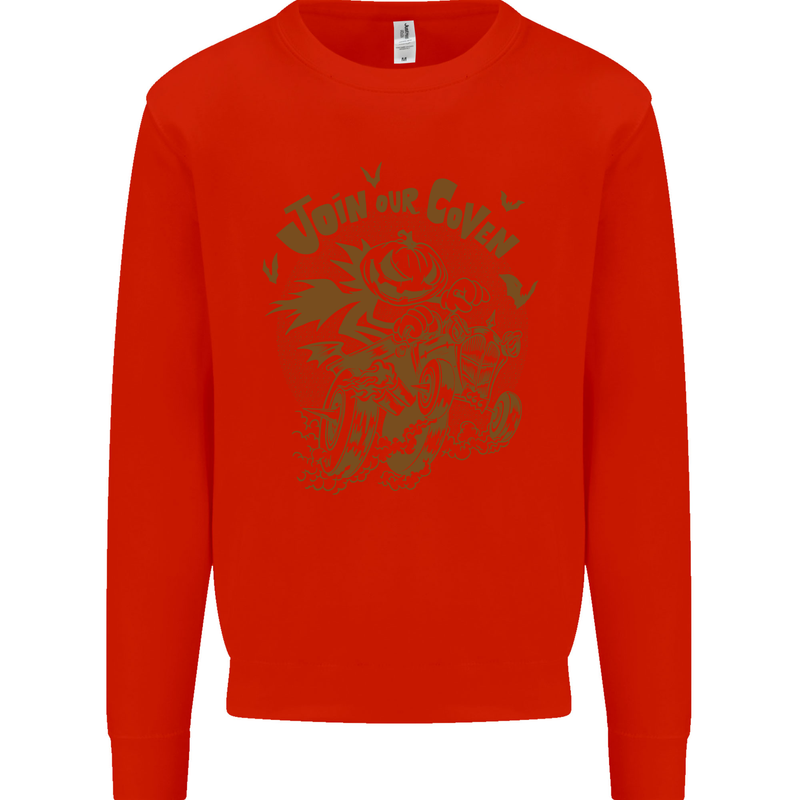Join Our Coven Funny Halloween Pumpkin Mens Sweatshirt Jumper Bright Red