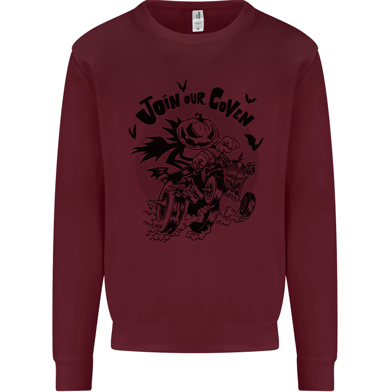 Join Our Coven Funny Halloween Pumpkin Mens Sweatshirt Jumper Maroon