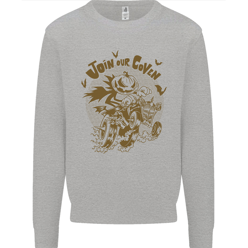 Join Our Coven Funny Halloween Pumpkin Mens Sweatshirt Jumper Sports Grey
