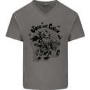 Join Our Coven Funny Halloween Pumpkin Mens V-Neck Cotton T-Shirt Charcoal