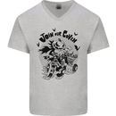 Join Our Coven Funny Halloween Pumpkin Mens V-Neck Cotton T-Shirt Sports Grey