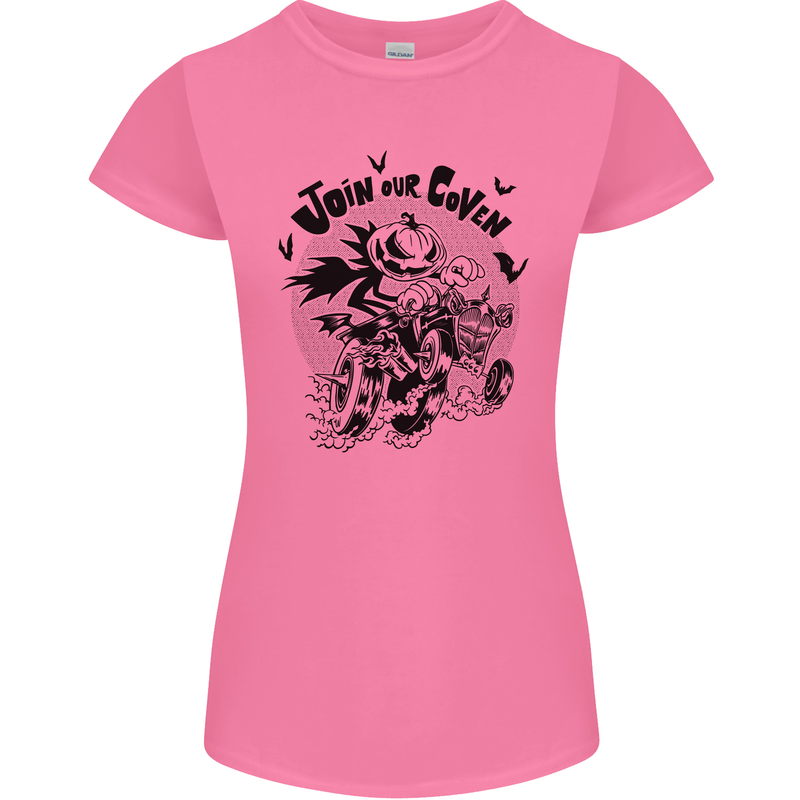 Join Our Coven Funny Halloween Pumpkin Womens Petite Cut T-Shirt Azalea