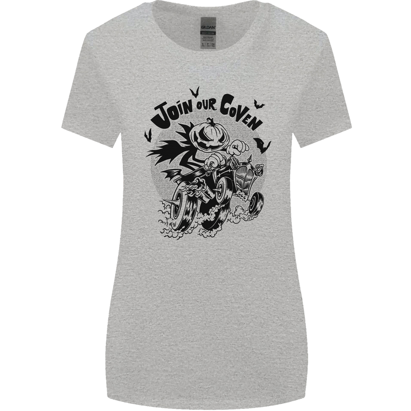 Join Our Coven Funny Halloween Pumpkin Womens Wider Cut T-Shirt Sports Grey