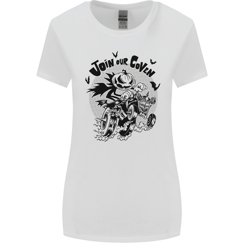 Join Our Coven Funny Halloween Pumpkin Womens Wider Cut T-Shirt White