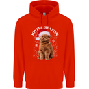 Joyful Season Christmas Funny Cat Xmas Childrens Kids Hoodie Bright Red