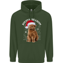 Joyful Season Christmas Funny Cat Xmas Childrens Kids Hoodie Forest Green