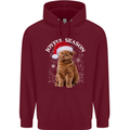 Joyful Season Christmas Funny Cat Xmas Childrens Kids Hoodie Maroon