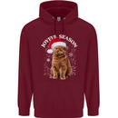 Joyful Season Christmas Funny Cat Xmas Childrens Kids Hoodie Maroon
