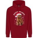 Joyful Season Christmas Funny Cat Xmas Childrens Kids Hoodie Red