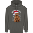 Joyful Season Christmas Funny Cat Xmas Childrens Kids Hoodie Storm Grey