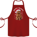 Joyful Season Christmas Funny Cat Xmas Cotton Apron 100% Organic Maroon