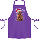 Joyful Season Christmas Funny Cat Xmas Cotton Apron 100% Organic Purple