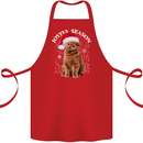 Joyful Season Christmas Funny Cat Xmas Cotton Apron 100% Organic Red
