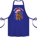 Joyful Season Christmas Funny Cat Xmas Cotton Apron 100% Organic Royal Blue