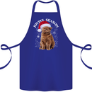Joyful Season Christmas Funny Cat Xmas Cotton Apron 100% Organic Royal Blue