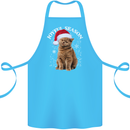 Joyful Season Christmas Funny Cat Xmas Cotton Apron 100% Organic Turquoise